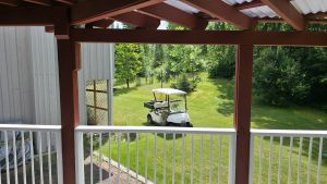 20 Back patio view of yard with cart